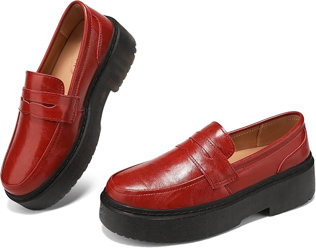 BEAUSEEN Womens Platform Chunky Loafers